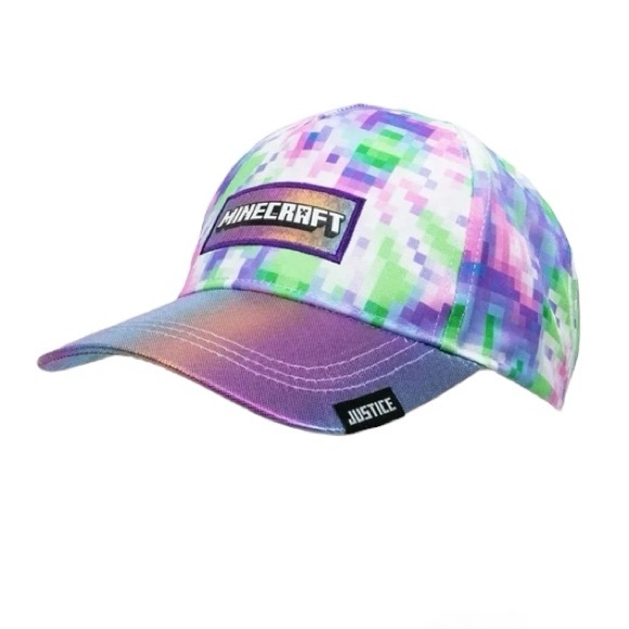 Justice And Minecraft Collaboration Pixel Multi Color Baseball Style Hat - Picture 3 of 9